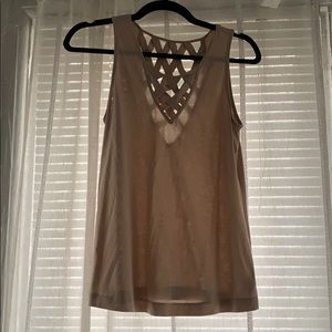 Beige tank with lattice detailing